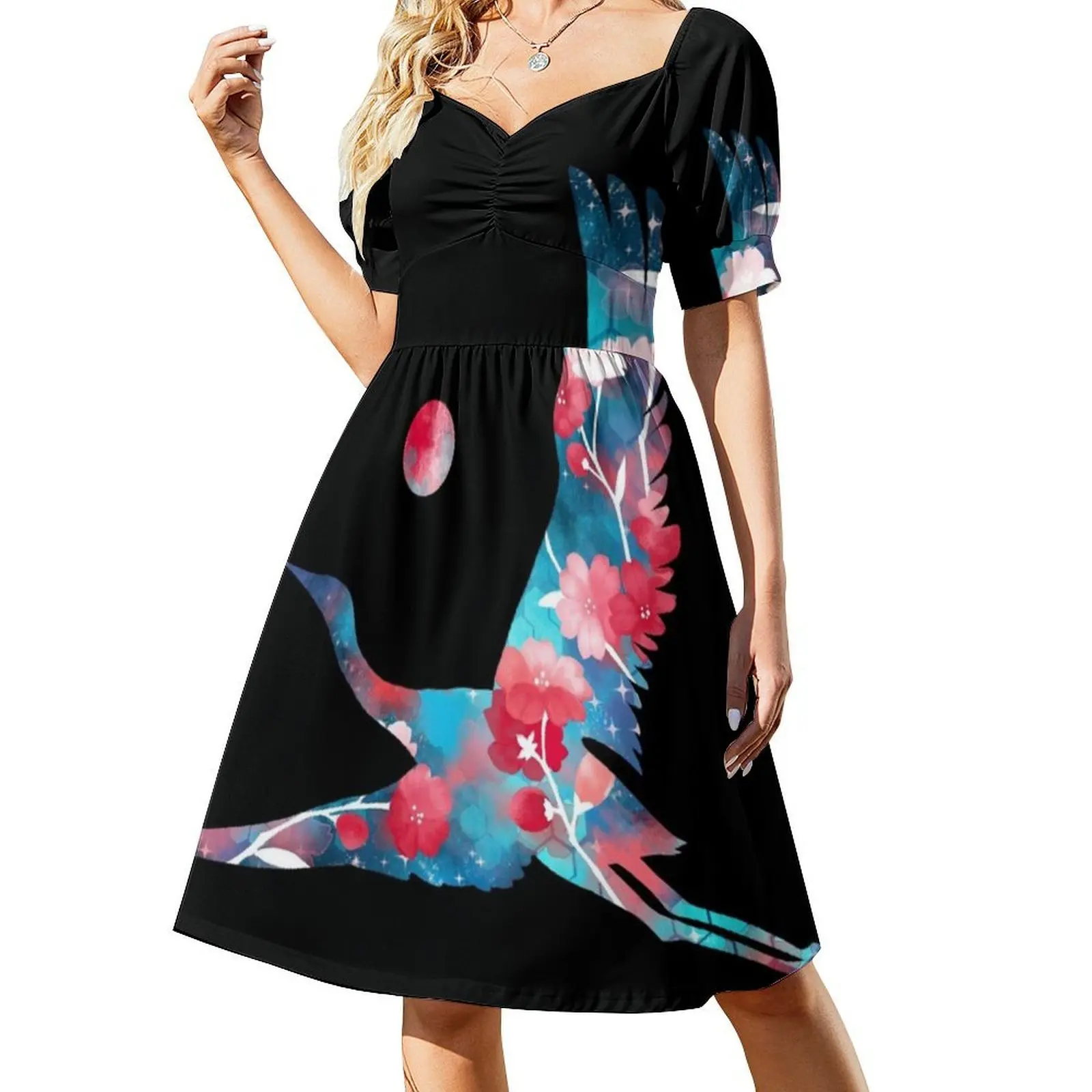 فستان كاجوال على الطراز الكوري الياباني كرين ساكورا الجمالي (باللون الأسود) للنساء فساتين مكتب يومية بسيطة للسيدات يابانية #2