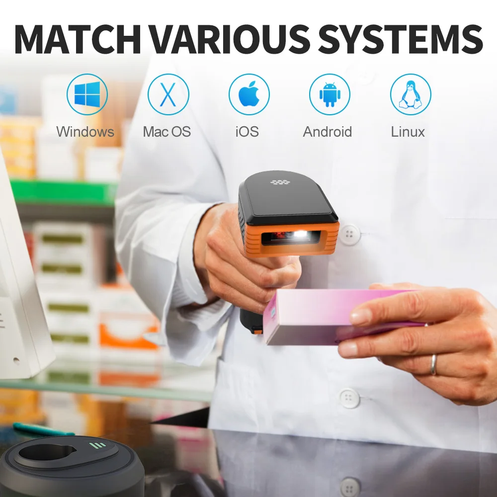 GTCODESTAR GT-3303H 2D Handheld USB Scanner Wired Barcode Reader 2.4G Wireless Barcode Scanner 1D QR Code Scanner for POS