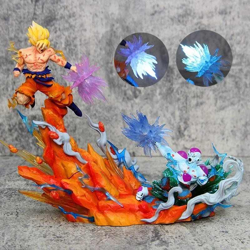 21cm Seven Dragon Ball Handmade Heaven And Earth Duel Wukong Vs Frisa Yuan Qi Bullet Glow Large Pvc Pendant Model Gift