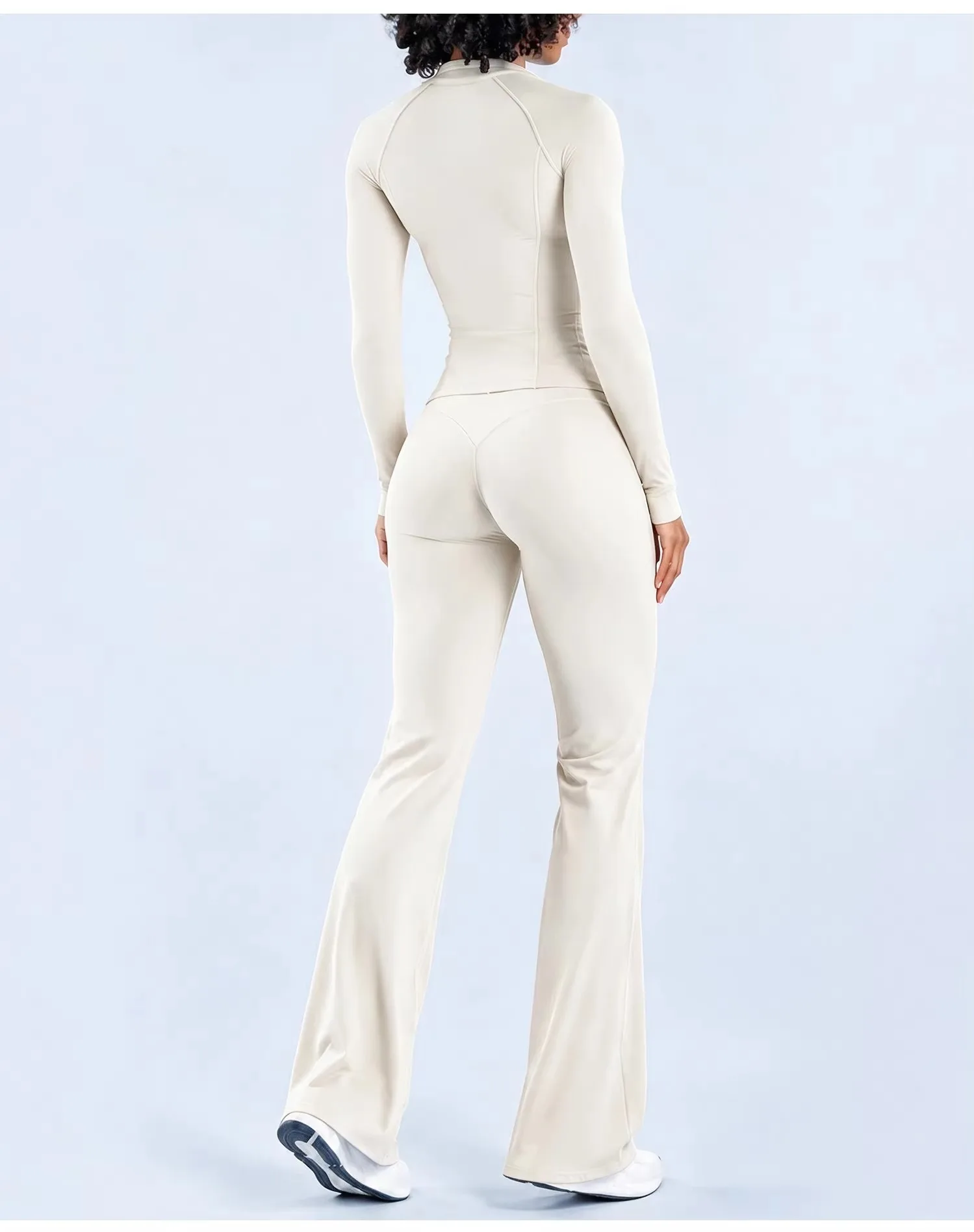 Women's Vision Flares 2-piece button-down zipper yoga top and high-waisted thong pants yoga sports outfit