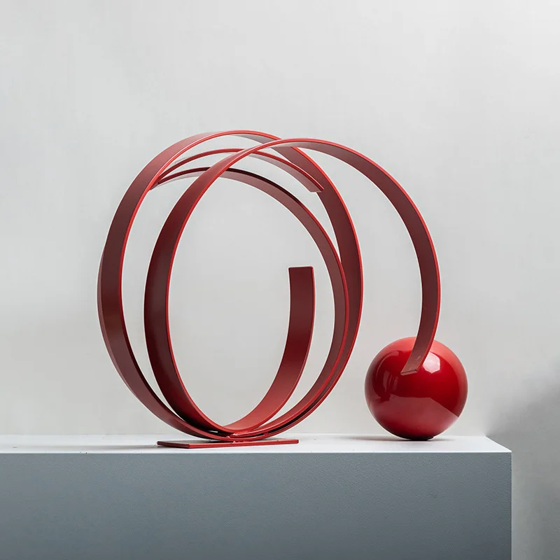 Ornament Storage Circle Sculpture Ornament Geometric Art Metal Model House Home Living Room Exhibition Hall Front Porch Desktop