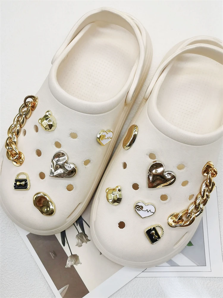 12PCS Schuh Charms ABS Zubehör Dekorationen DIY Clog Ornament Glitter Strass Schnalle Stern Kette Pins Für Frauen Garten Schuhe – Detail 8