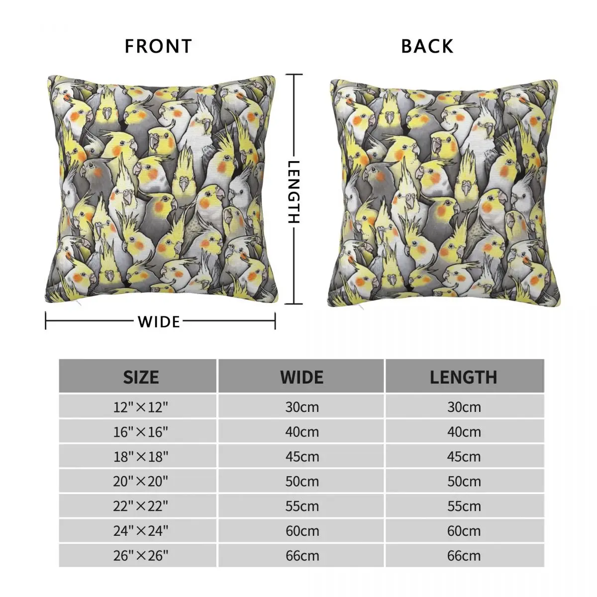 Cockatiels Galore Parrot Quarrion Square Pillowcase Polyester Linen Velvet Zip Decorative Throw Pillow Case Seater Cushion Cover