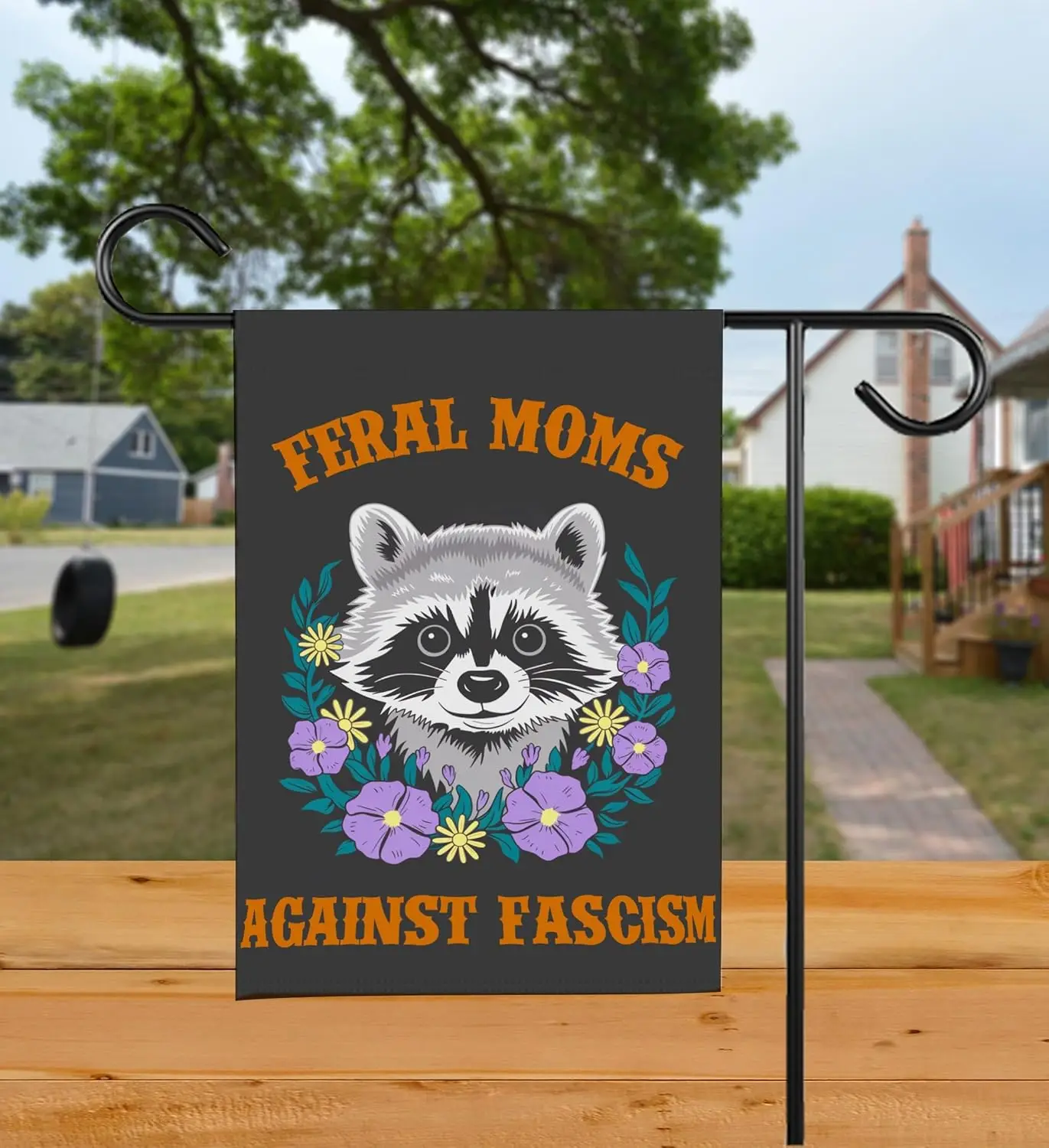 Feral Moms Against Fascism Garden Flag - Funny Racoon Yard Flag - Good Ideas Outdoor Decoration And Garden Terraces - Housew WWP