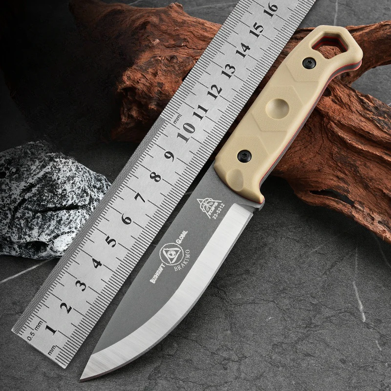 Camping knife Portable Straight Blade D2 Steel Wilderness Adventure Knife High hardness knife with sheath