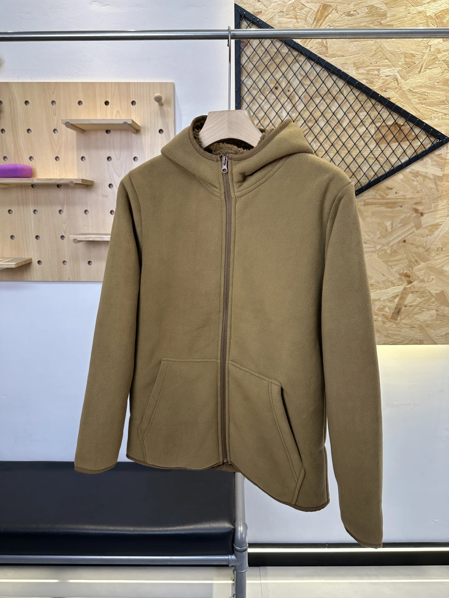 

Thiened Warm Fce Cosite Lamb Fur Hooded Jaet Outdoor ex Anti-Cold Fce Jaet Stand Fit Long Sve Zipper...