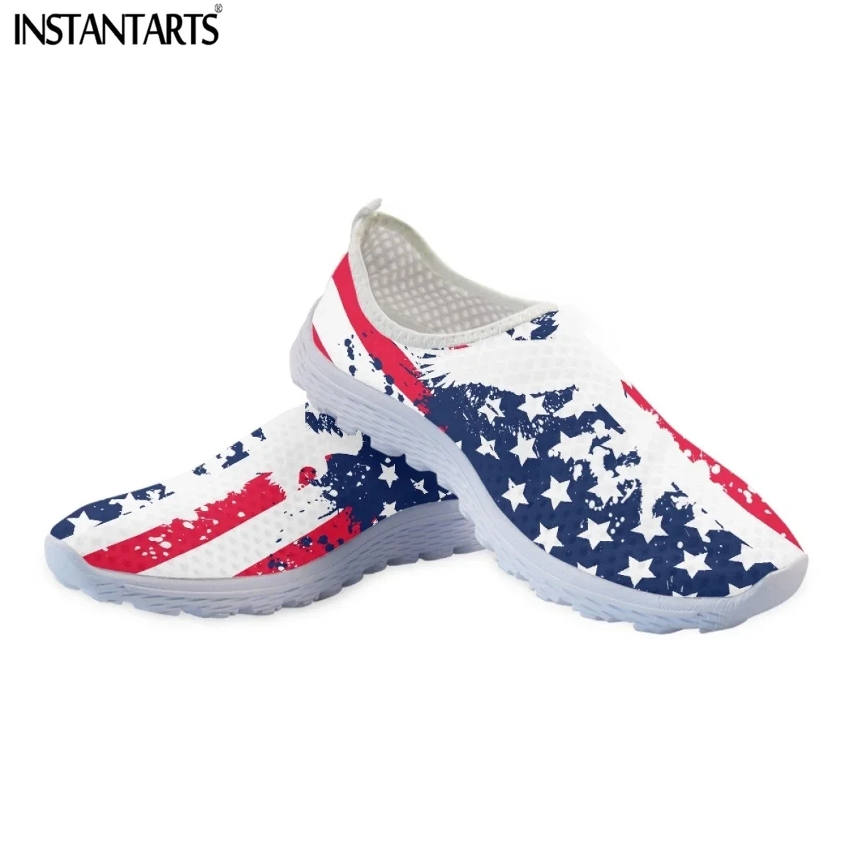 New Style Comfort Slip-on Flat Shoes American Flag Design Ladies Mesh Sneakers Light Casual Loafers For Women
