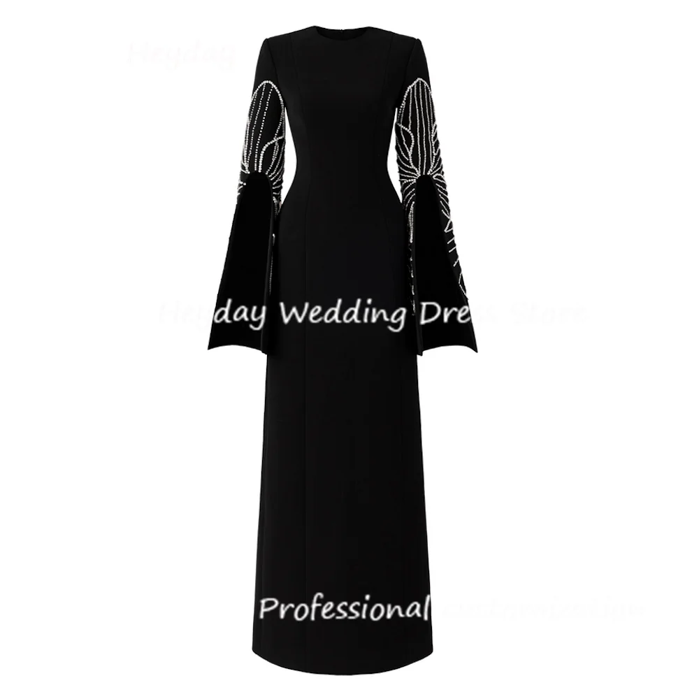 Heyday Crepe O-Neck  A-Line Floor-length Dresses Half Classics Draped Formal Occasion Evening Party Pretty Dresses 2024