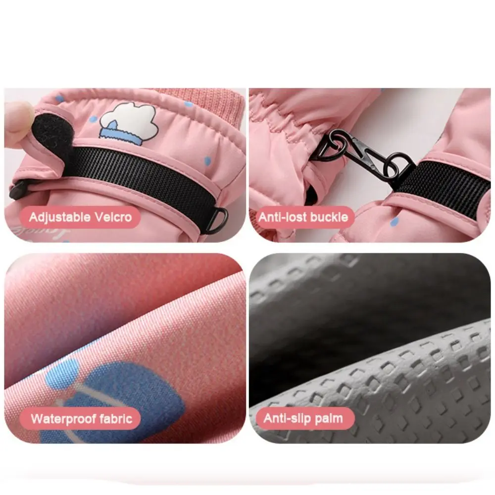 Portable Thick Warm Ski Gloves Windproof Snow Snowboard Sports Mittens Touch Screen Non-slip Cycling Gloves Boys Girls