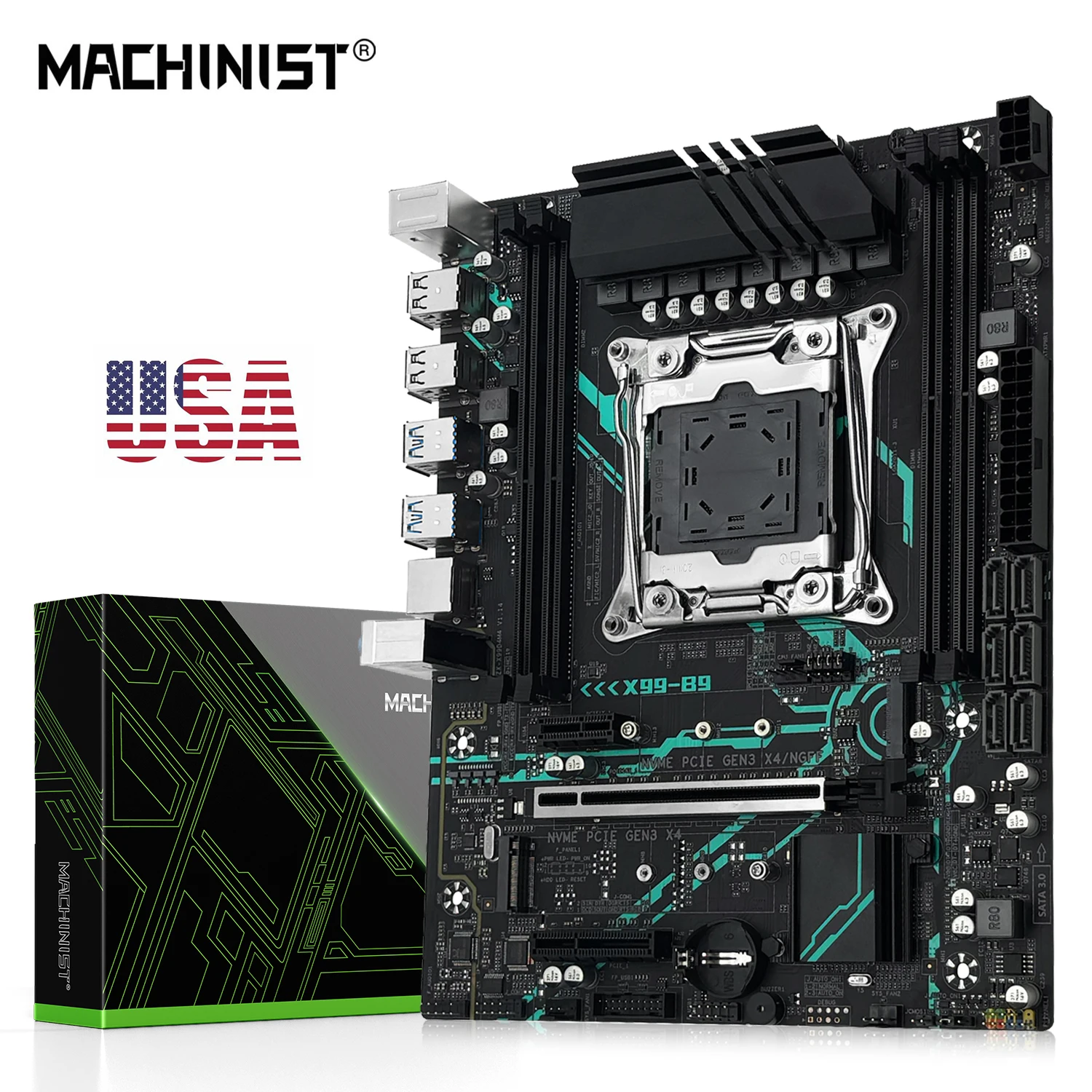 MACHINIST X99 B9 Motherboard Support LGA 2011-3 XEON E5 V3/V4 CPU C612 Chip DDR4 RECC NON-ECC Memory NVME M.2 USB3.0