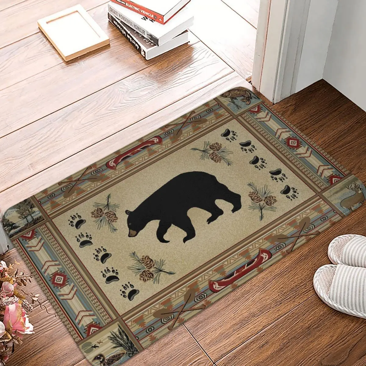 Non-Slip Carpet Lodge Style Northwoods Doormat Bedroom Bathroom Mat Entrance Door Decoration Rug