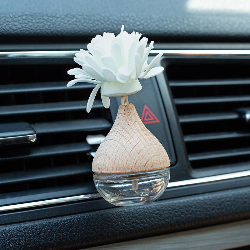 10pcs 10ml Empty Glass Essential Oil Diffuser Bottle with Lid for Car Air Freshener Vent Clip Portable Perfume Fragrance Bottle
