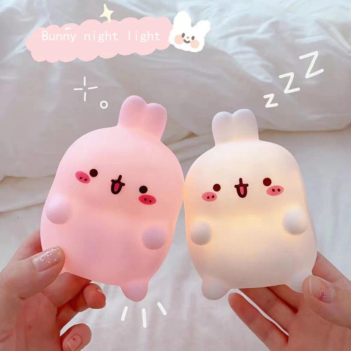 Girl LED night light cute rabbit room bedside atmosphere light soft light sleep light bedroom decoration luminous creative gift