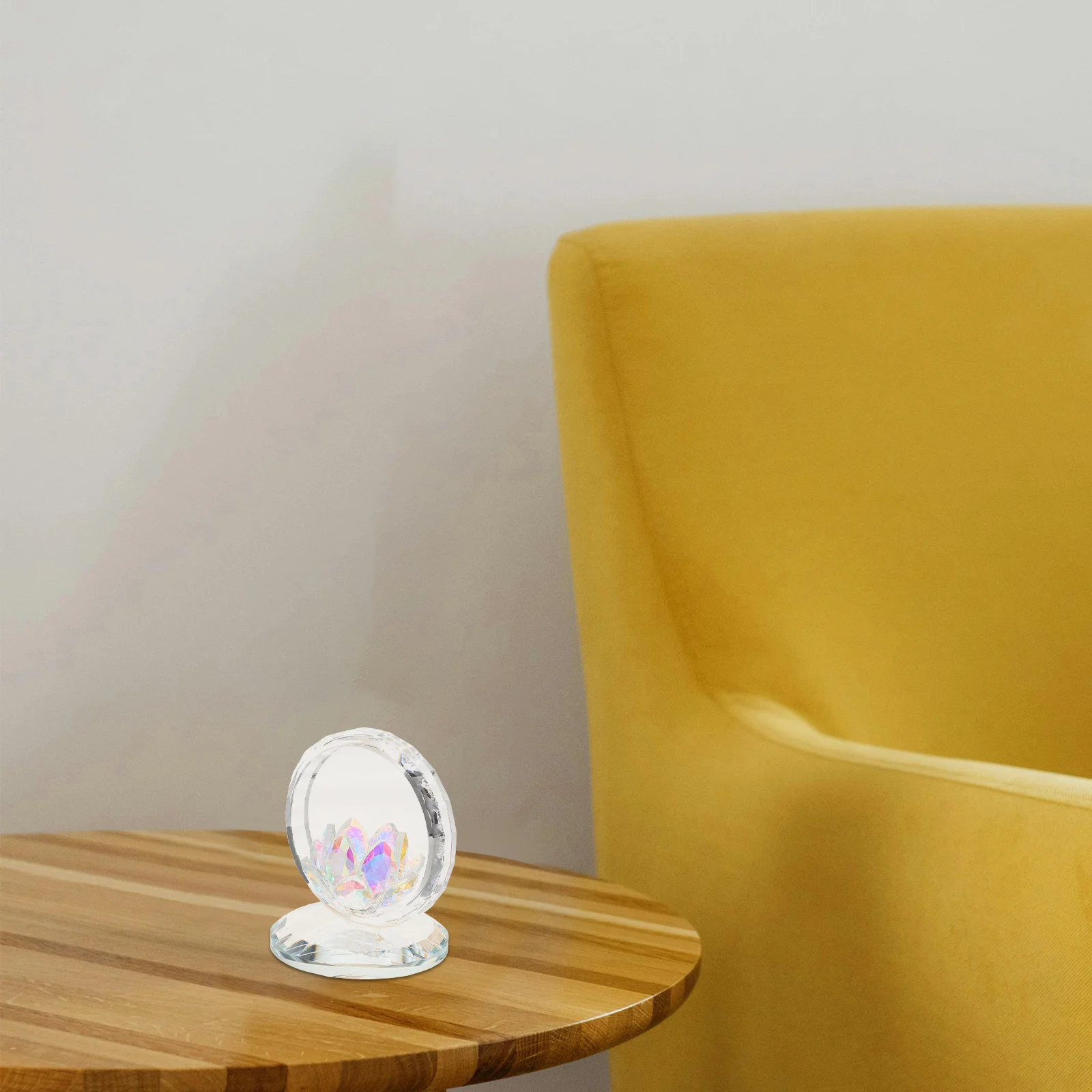 

Crystal Lotus Flower Clear Ornament Artistic Circular Design Home Decor Feng Shui Decorative Glass Lotus Reflection