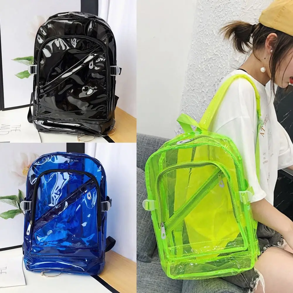 Korean Version Female Spring Summer Plastic School Bag Candy Color Transparent PVC Backpack Female Backpack Jelly School Bag