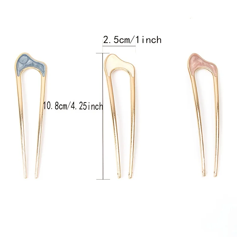3pcs French Style U-shaped Hair Forks Vintage Hairpins Updo Bun Hair Accessories For Women Female image 4