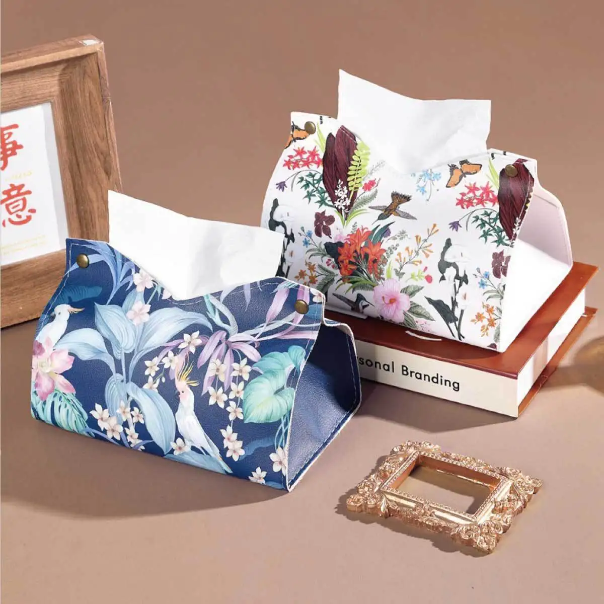 Ins High Value Tissue Box Living Room Paper Box Household Creative Dining Table Paper Box Leather Napkin Paper Box Modern Decor