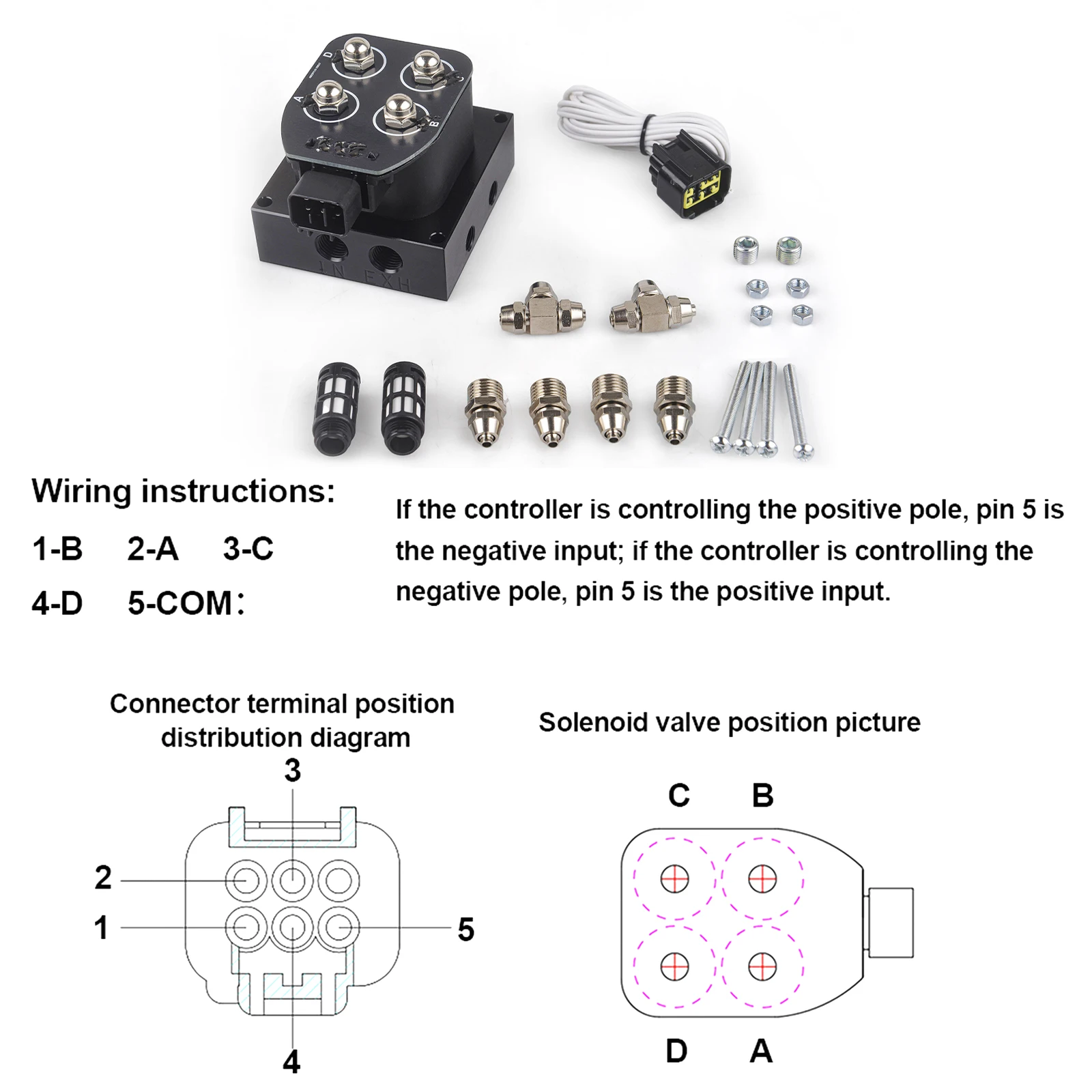 12V Solenoid Valve Air ride Suspension manifold valve With multi-purpose Start Control Switch Electric Manual Paddle Valve Set