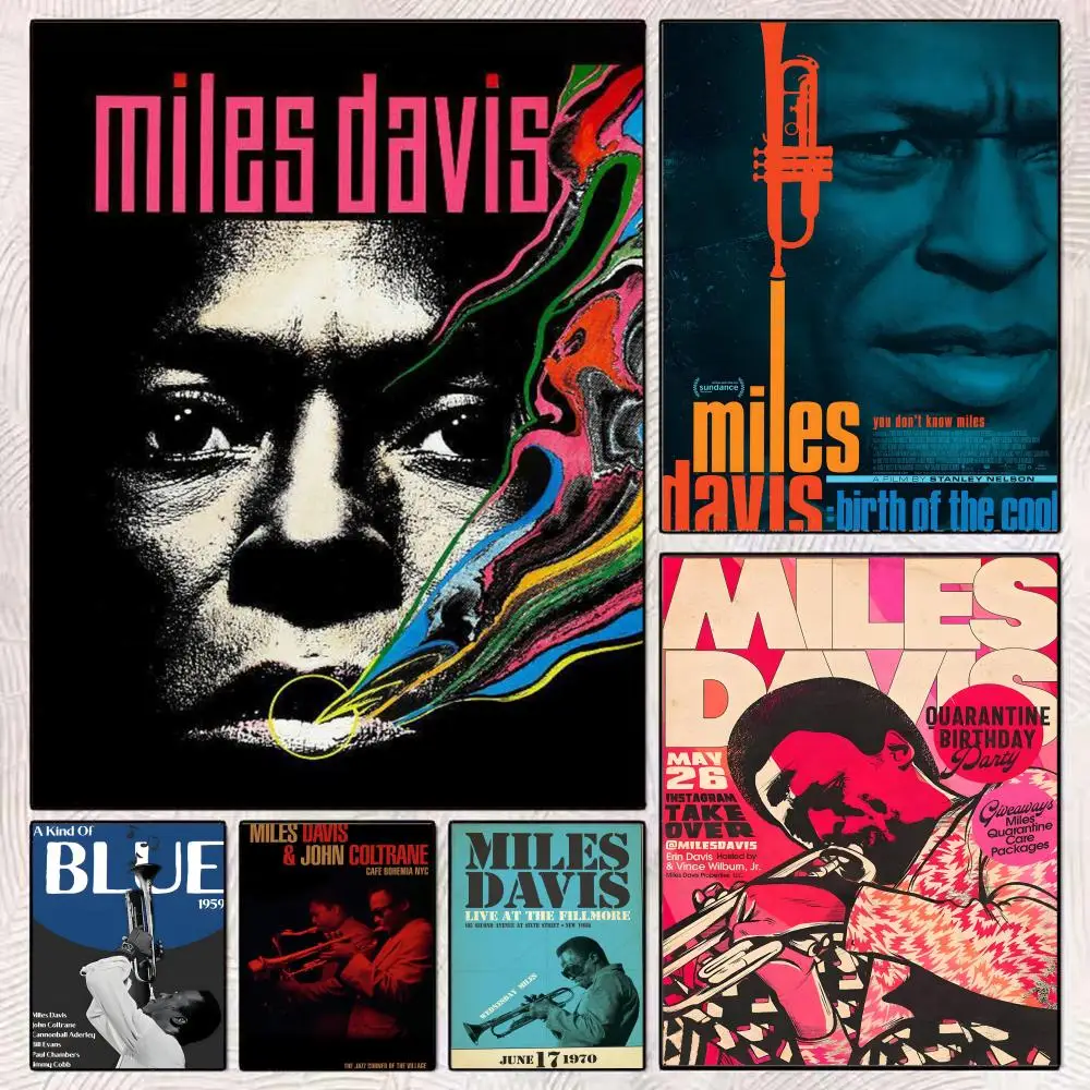 

M-Miles D-Davis Jazz music Poster HD Art Mural Wallart Poster Waterproof Vintage Print Decor for Home Decoration DIY Durable