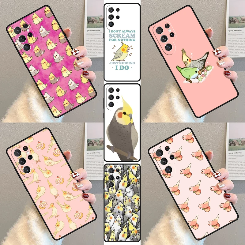 Chubby Cockatiels Parrotlets Phone Case For Samsung Galaxy S23 S21 S20 FE S24 S22 Ultra Note20 S10 S9 S8 Plus Silicone Cover