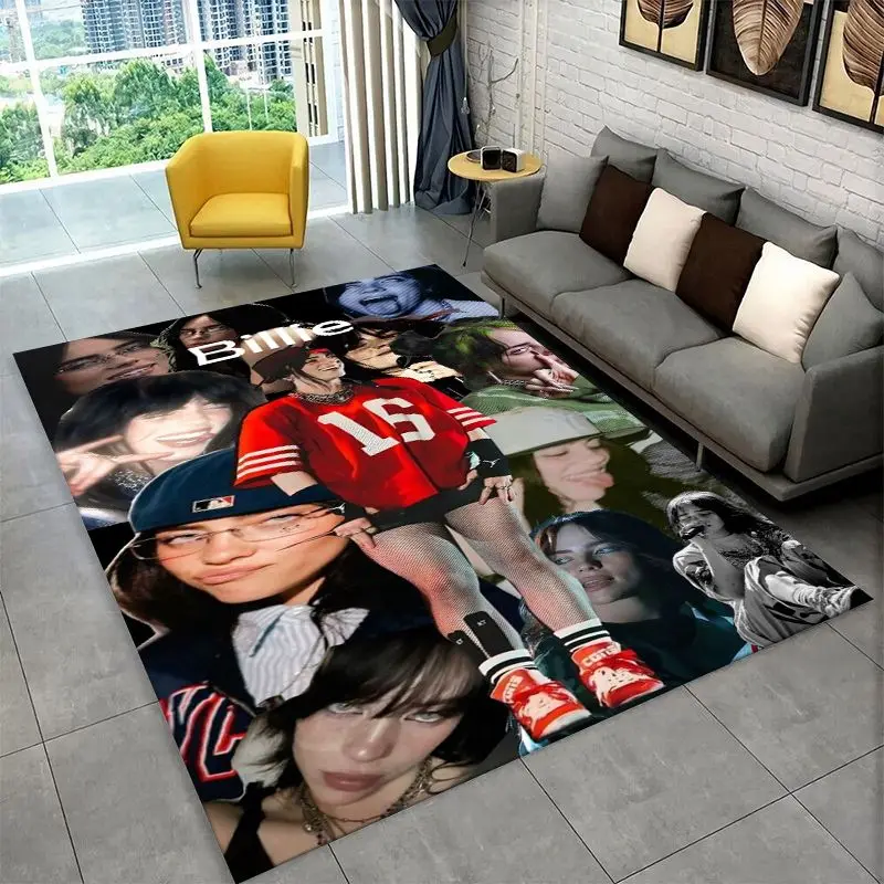 Famous Singer Billie Eilish Star Non-Slip Area Rug for Living Room,Bedroom,Playroom,Carpet Floor Mat Home Decor Rug  Room