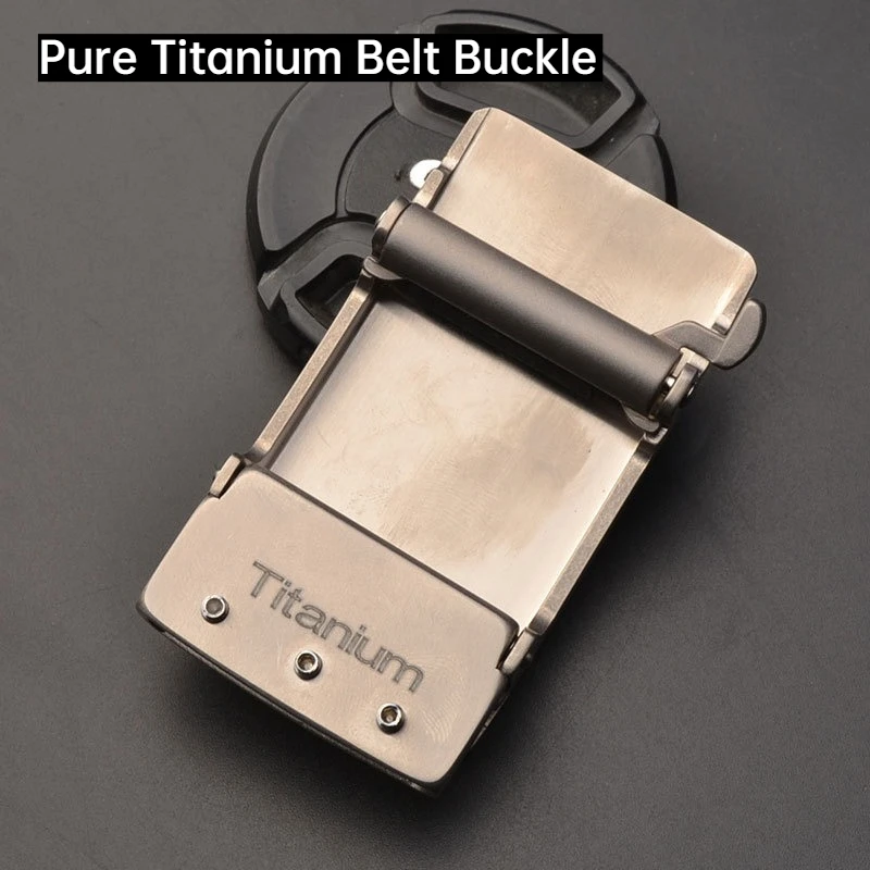 

3.5cm Pure Titanium Toothless Waist Band Auto Buckle Anti-Allergy Rust-Proof Men Business Suit Casual Pants Belt Buckle Head