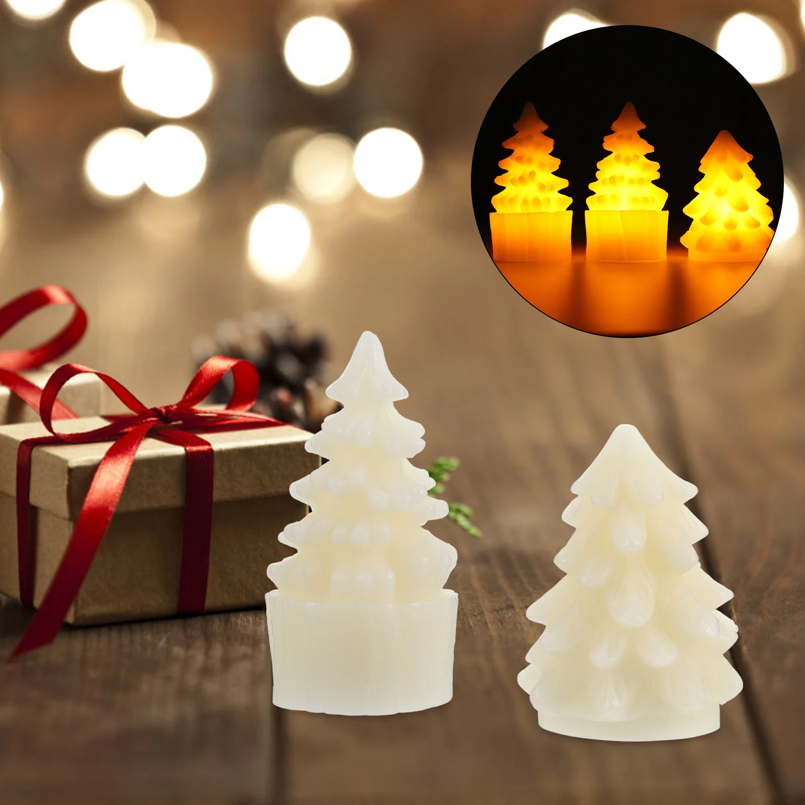 3 Pcs Electronic C Light LED Christmas Decorative Night Party Lighting Wax Simulated Centerpieces for Home Garden Church