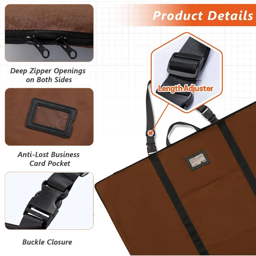 حقيبة محفظة فنية كبيرة الحجم مقاس 24 × 36 بوصة حقيبة تخزين كتف نايلون خفيفة الوزن مع مقبض وسحاب لرسم الملصقات