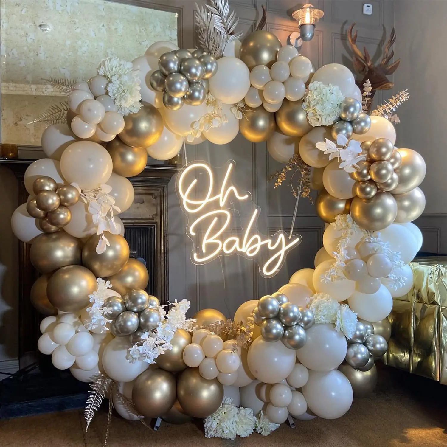 160-teiliges Latex-Ballon-Set in Weiß und Gold, geeignet für Geburtstagsfeiern, Hochzeiten, Partydekorationen zum Valentinstag