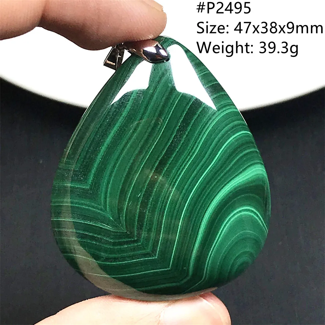 Top Natural Green Malachite Necklace Pendant For Women Man Healing Luck Gift Beads Stone Silver Crystal Gemstone Jewelry AAAAA