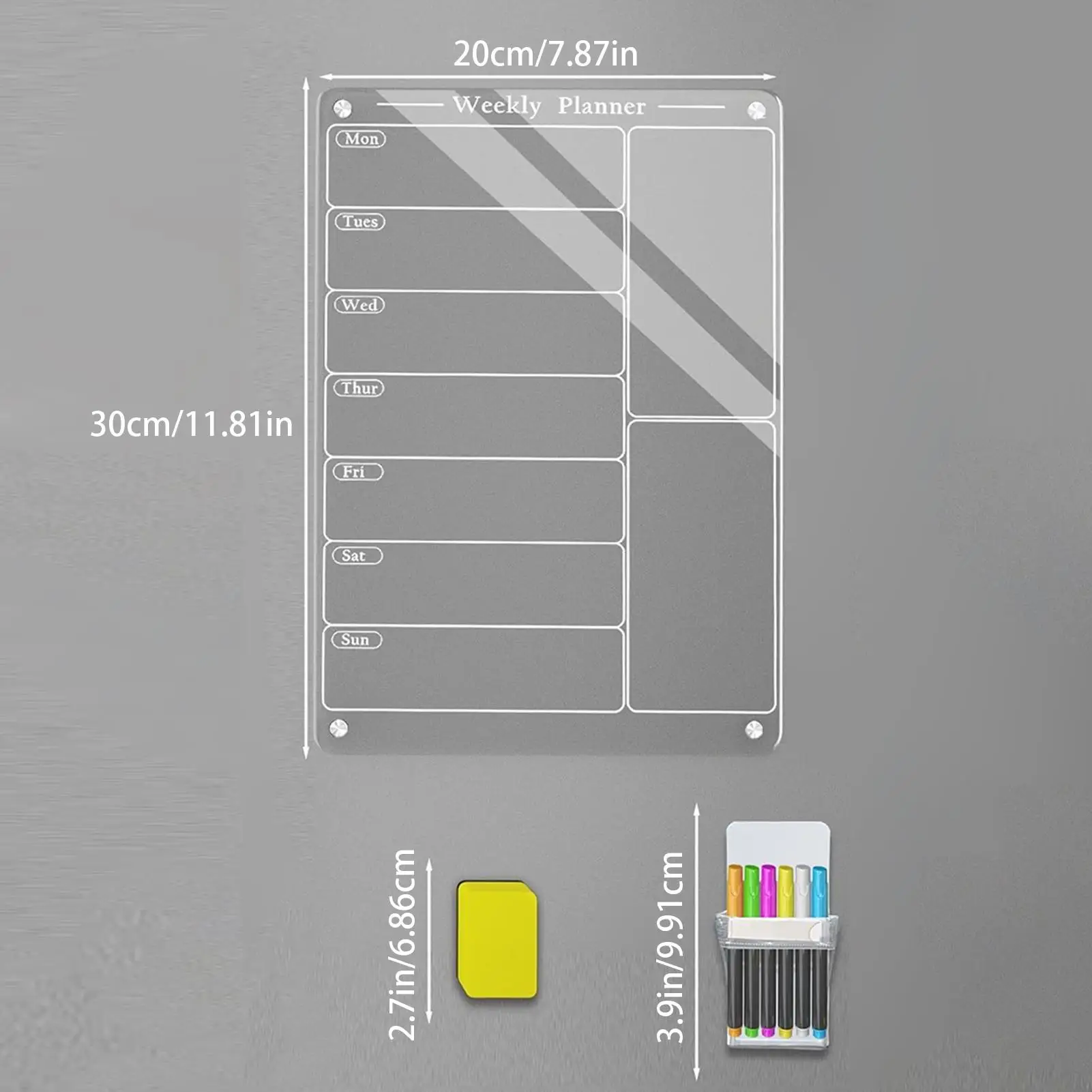 Magnetic Weekly Calendar For Refrigerator Fridge Weekly Planner With Pen Holder 6 Highlighters Reusable Acrylic Meal Calendar