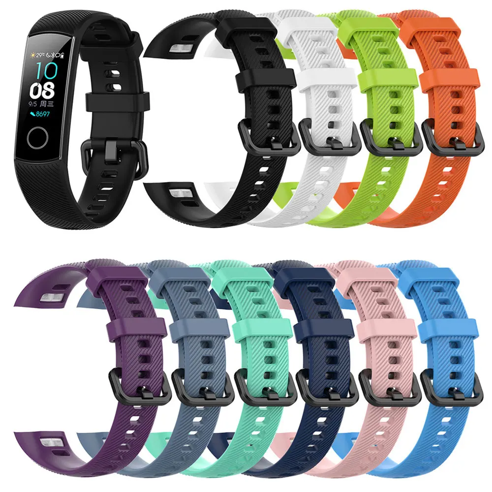 Pulseira de pulso de silicone para huawei honor band 4/5 relógio inteligente banda de substituição ajustável pulseiras para honra banda 4/5