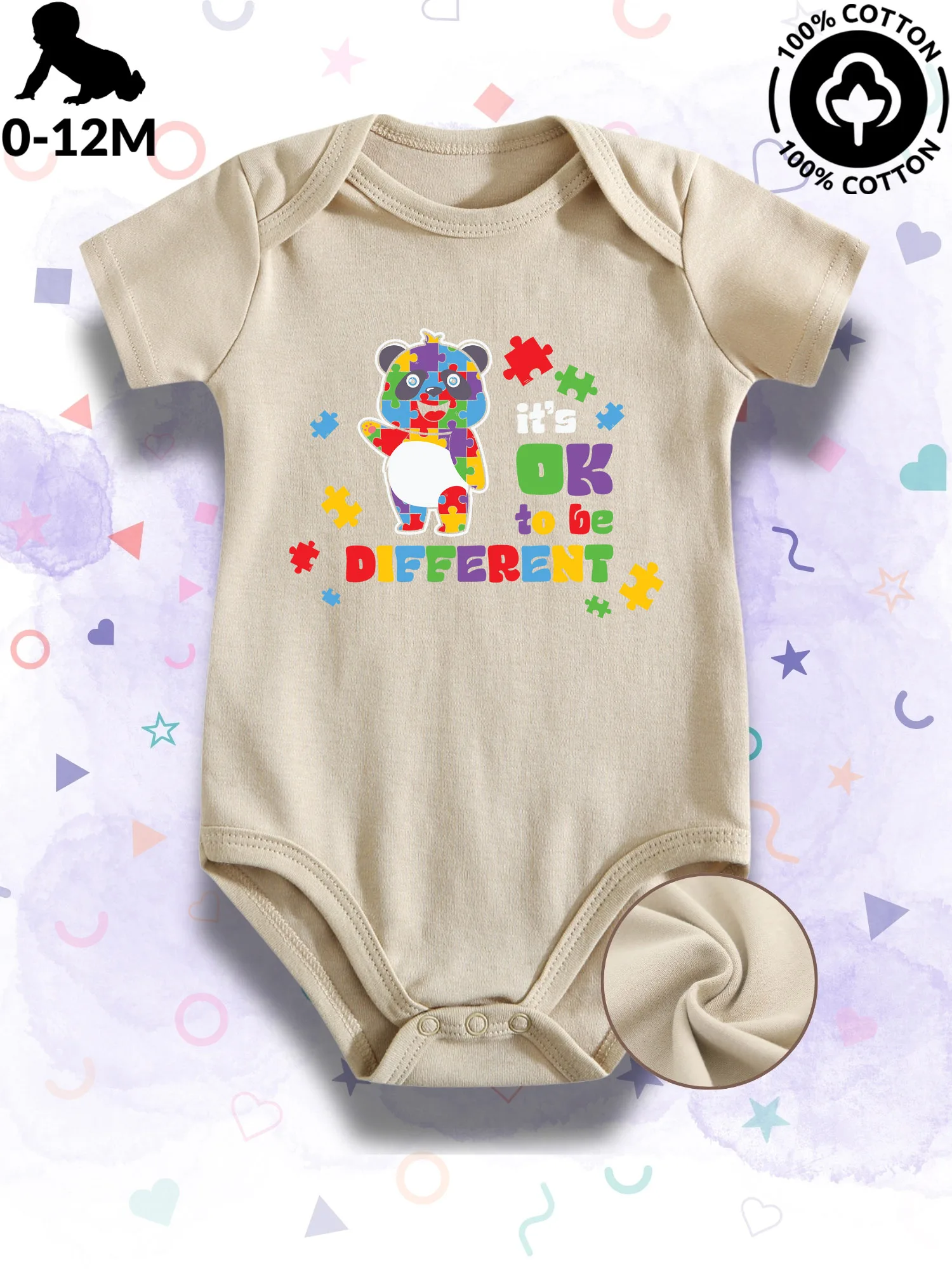 

Детское боди унисекс Panda OK To Be Different, мягкий комбинезон из 100% хлопка, всесезонный бежевый костюм для ползания 190GSM