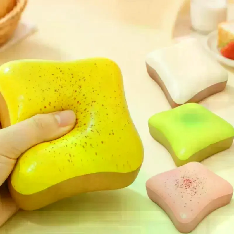 Soft Simulated Toast Squeeze Toy Stress Relief Slow Rebound Toys Bread Fidget Toys Home Decor Friends Best Gift