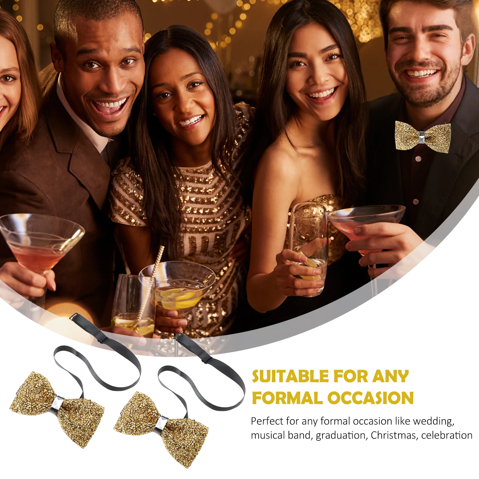 2 قطعة العلاقات حجر الراين للرجال الماس تلميح قبل تعادل ربطة القوس فيونكة قابل للتعديل كليب مأدبة حفل زفاف الحدث الرسمي كريستال ربطة القوس فيونكة