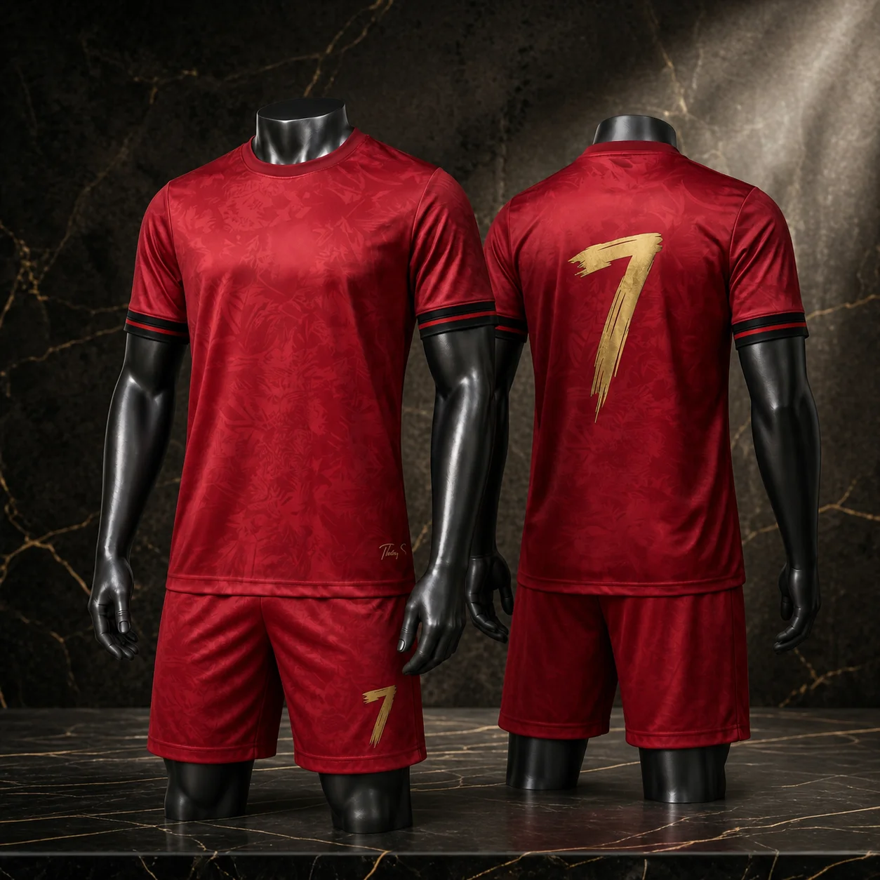 Unisex Cristiano Ronaldo Commemorative Football Jersey T-Shirt Family Matching Set Breathable Special Kit for Adults Children
