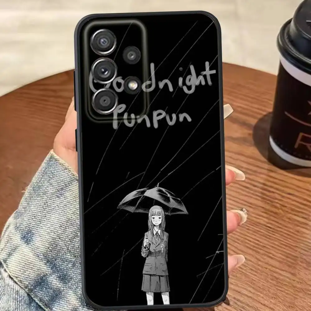 O-Oyasumis Punpuns Goodnight Handyhülle für Samsung S25, S24, S21, S22, S23, S30, Ultra, S20, Plus, Fe, Lite, Note, 10,9,5G, schwarze Abdeckung