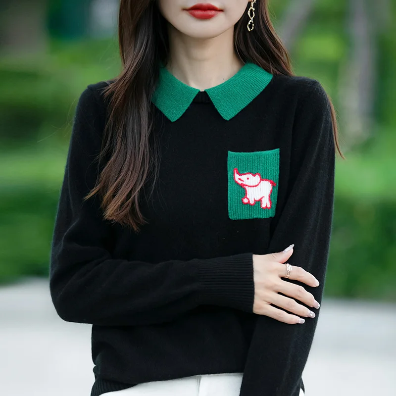 2024 Cashmere Pullover Fashion stripe Sweater Long Sleeve Knitwear Soft Cashmere sweater Women