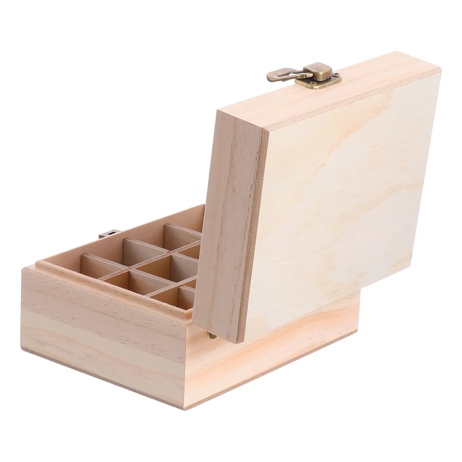 

Essential Oil Box 12 Grid Capacity Wood Organizer Lightweight Sturdy Travel Case Aromatherapy Bottle Storage Holder