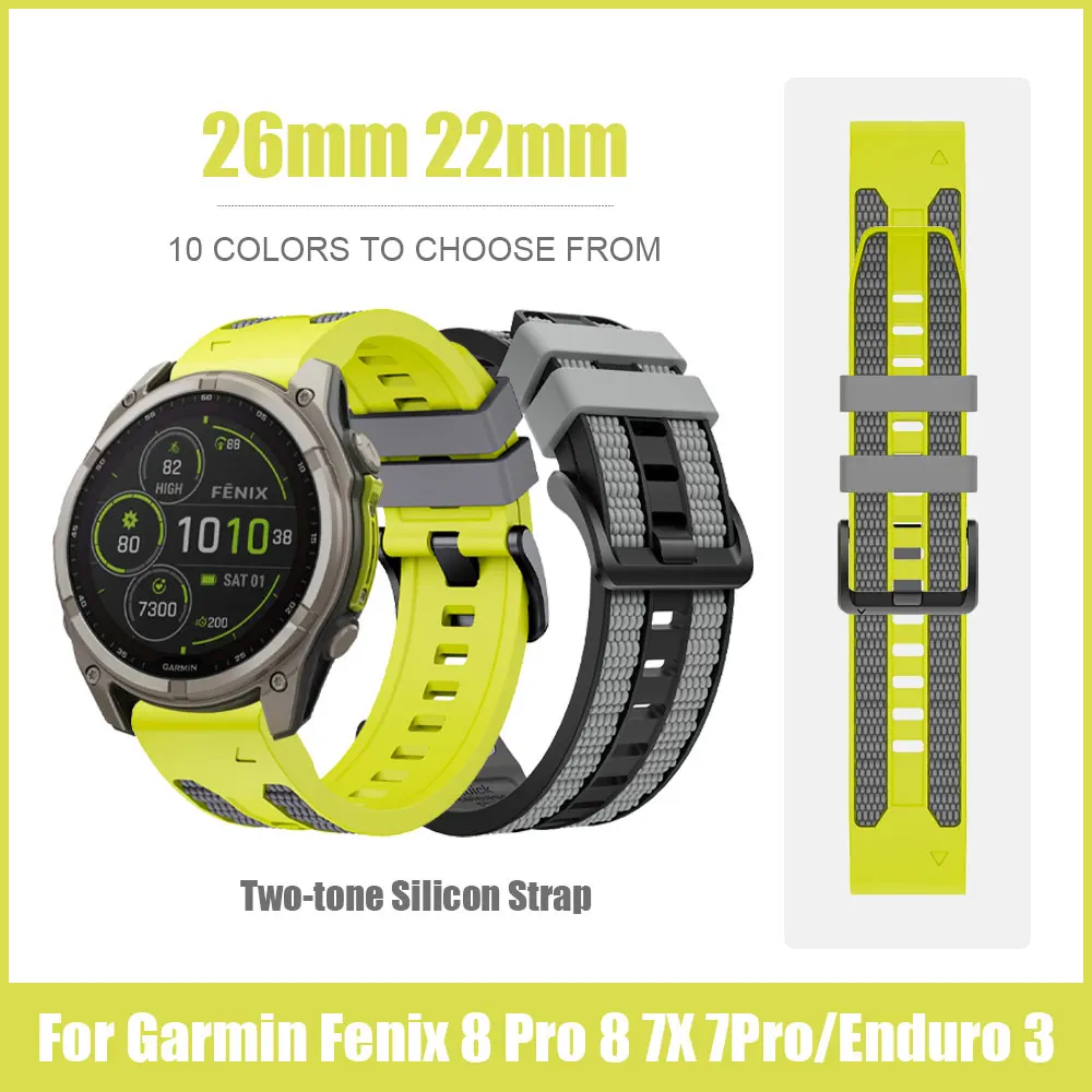 QuickFit 26mm 22mm Silikonarmband für Garmin Fenix 8 Pro 8 7X 7/Tactix 8 7/Enduro 3 2/Instinct 3 2X Uhr Smartwatch Uhrenarmbänder