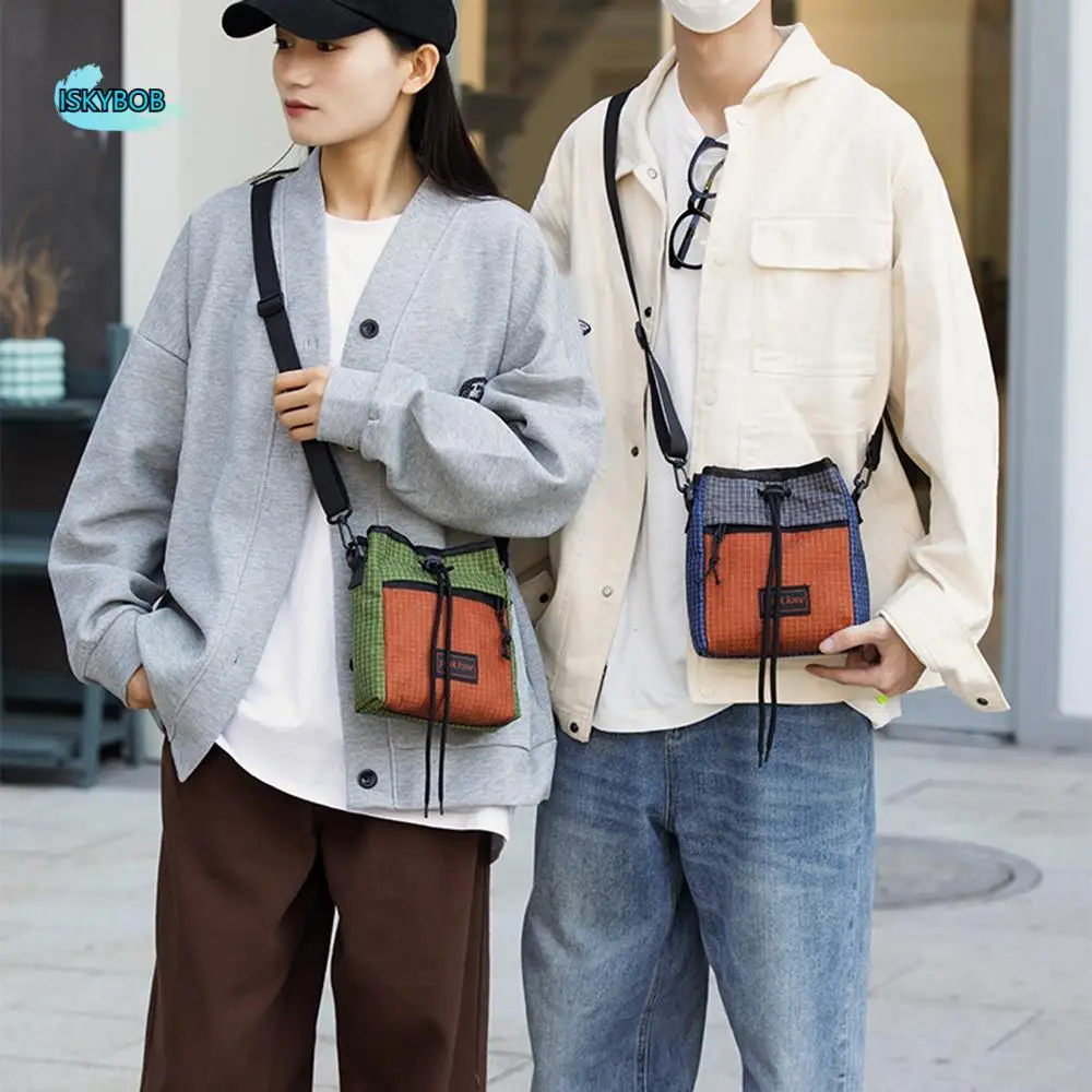

Multifunctional Crossbody Phone Pouch Sports Korean Style Nylon Shoulder Bag Color Contrast Waterproof Patchwork Square Bag