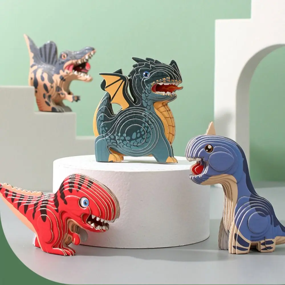 DIY الحرف اليدوية 3D بازل على شكل حيوانات لعبة تعليمية ديناصور سلسلة الأطفال بازل قطع اللعب الكرتون المحيط سلسلة