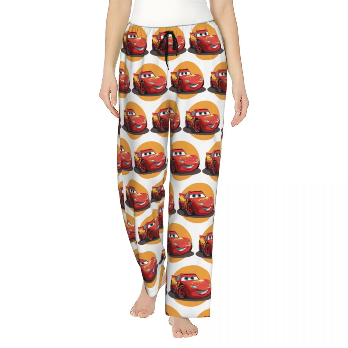 

Custom Cars Lightning Mcqueen Pajama Pants Sleepwear for Women Elastic Waistband Sleep Lounge Bottoms with Pockets