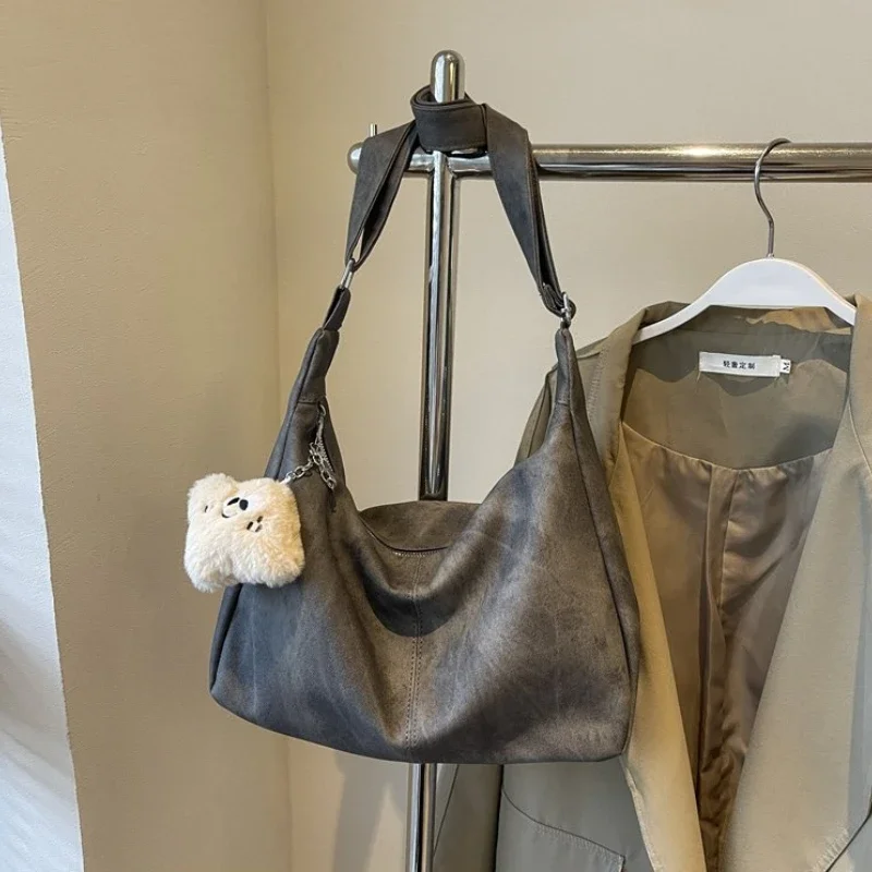 

New Solid Color PU Zipper Women's Tote Bags High Quality Casual Simple Shoulder Bag Large Capacity Commuting Armpit Dumpling Bag