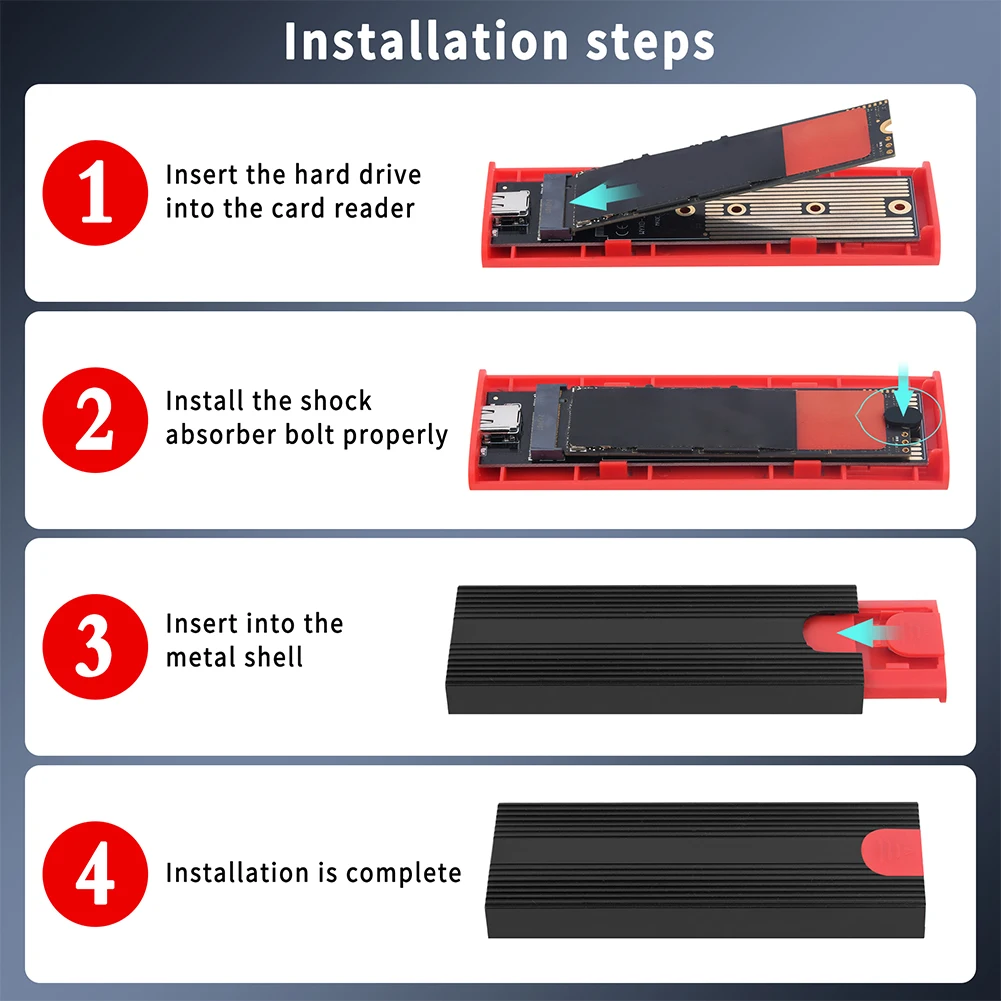 M.2 NGFF NVME Hard Drive Enclosure 6/10Gbps External SSD Case USB3.2 Gen2 Type C for NVMe M Key/B+M Key NGFF SATA B Key/B+M Key