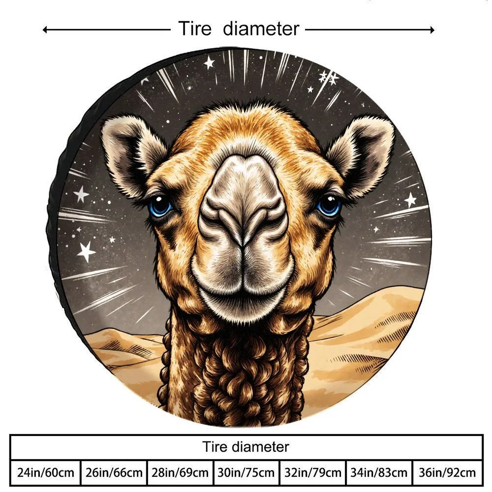 Camel Head Starry Sky Tire Cover Polyester Protector Durable Fading Resistant Universal Fit Accessory