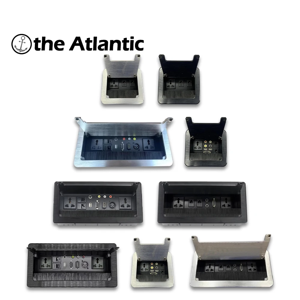 

Desktop Socket With Expandable Desktop Plug 250V With Dust Cover Cable Box XLR VGA HDMI Multifunctional Hidden Aluminum Alloy