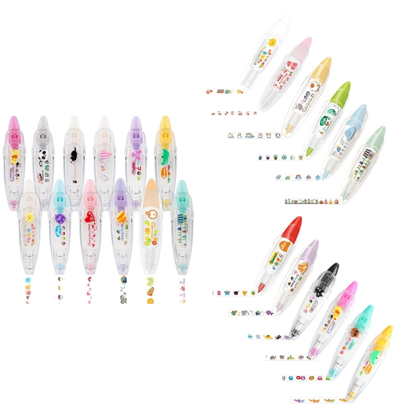 Bolígrafo decorativo tipo prensa de dibujos animados, bolígrafo de cinta de bolsillo de aly-pocket, animales lindos, álbum de recortes, decoración de diario