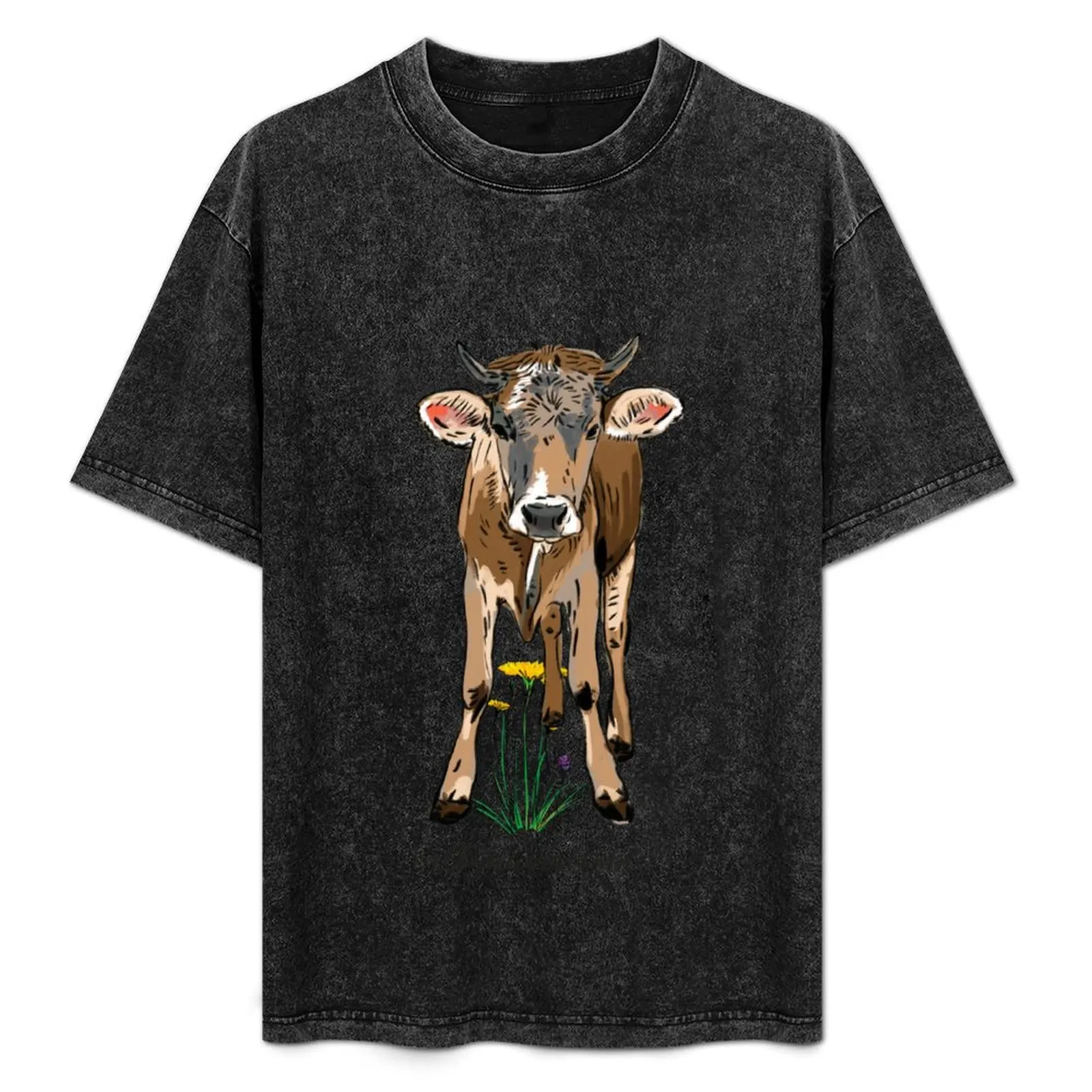 

Allgu in love - young cow / Schumpen with dandelions T-Shirt All Weather Casual Short Sleeve