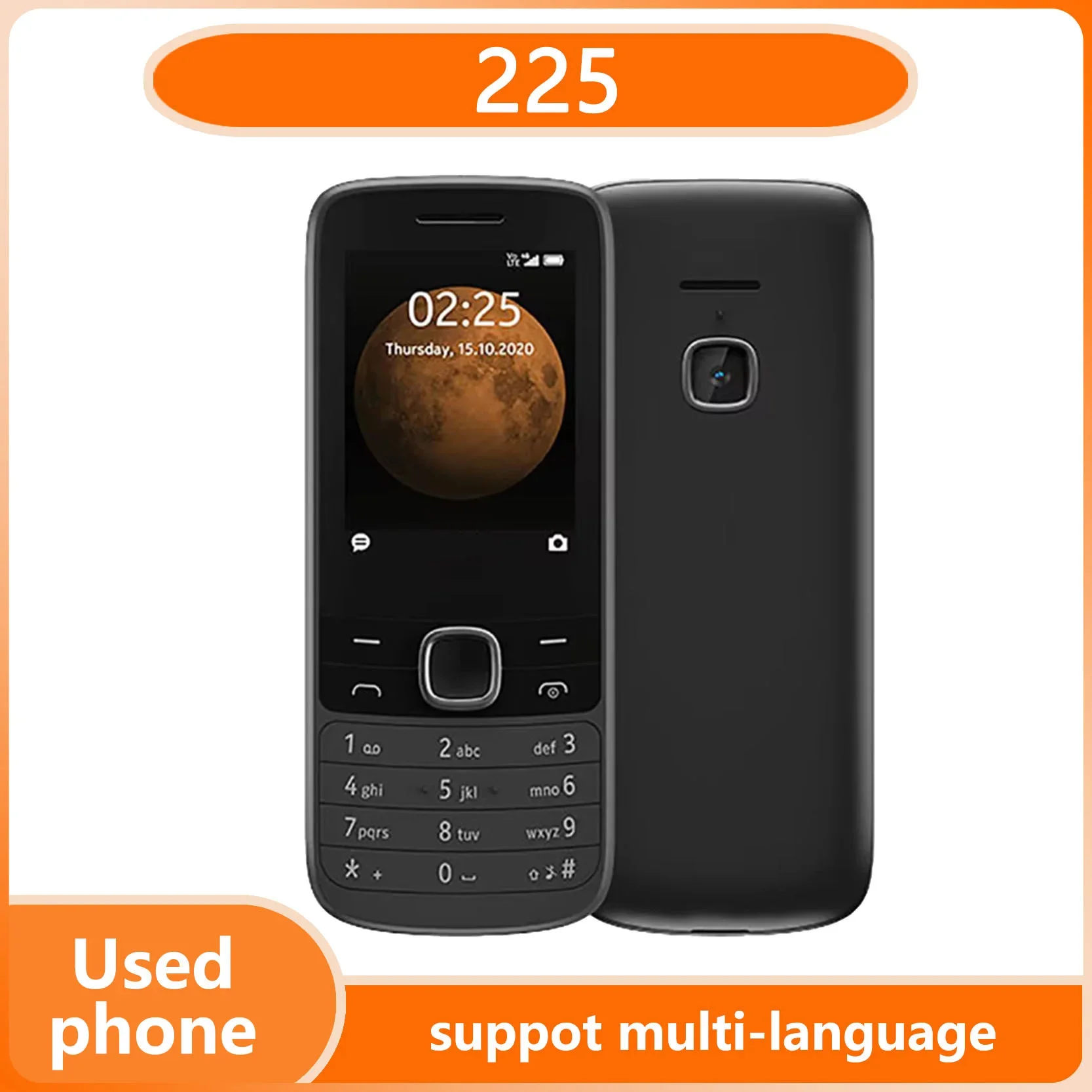 Unlocked Finland made 225 4G Mobile Phone 2.4'' Dual SIM Cards Bluetooth FM 1150mAh Cellphone multi-language used phone